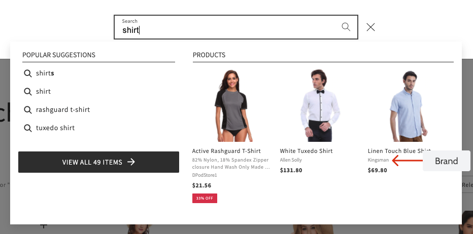 How to show product brands in Instant Search Widget | Searchanise ...