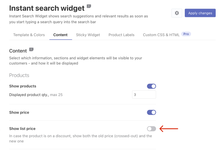 Adjusting price in Searchanise widgets on Wix