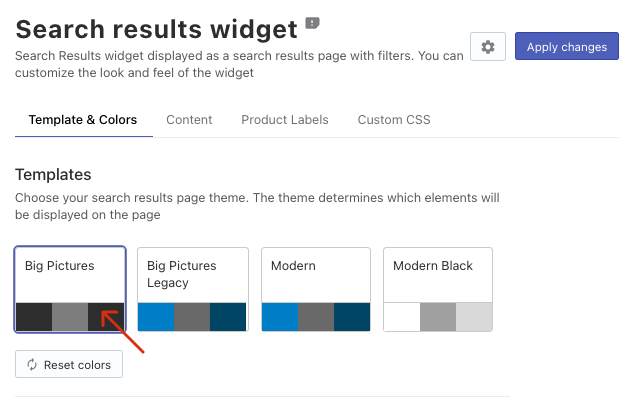How to show big images in Search Results Widget