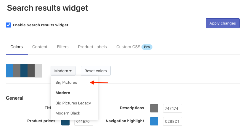 How to show big images in Search Results Widget