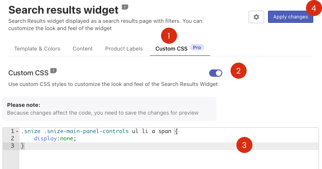 CSS customization of Search Results Widget