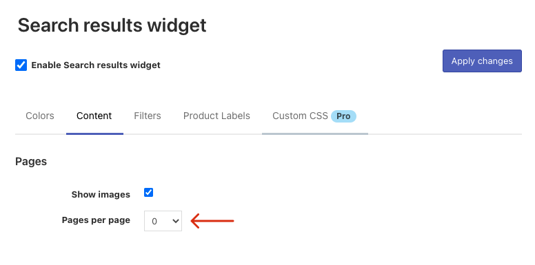 How to hide the pages section from Search Results Widget
