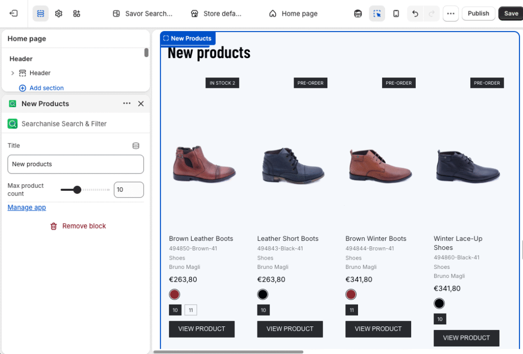 Adding recommendations through app blocks (OS 2.0 blocks)
