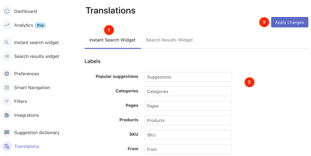Translating Searchanise on BigCommerce
