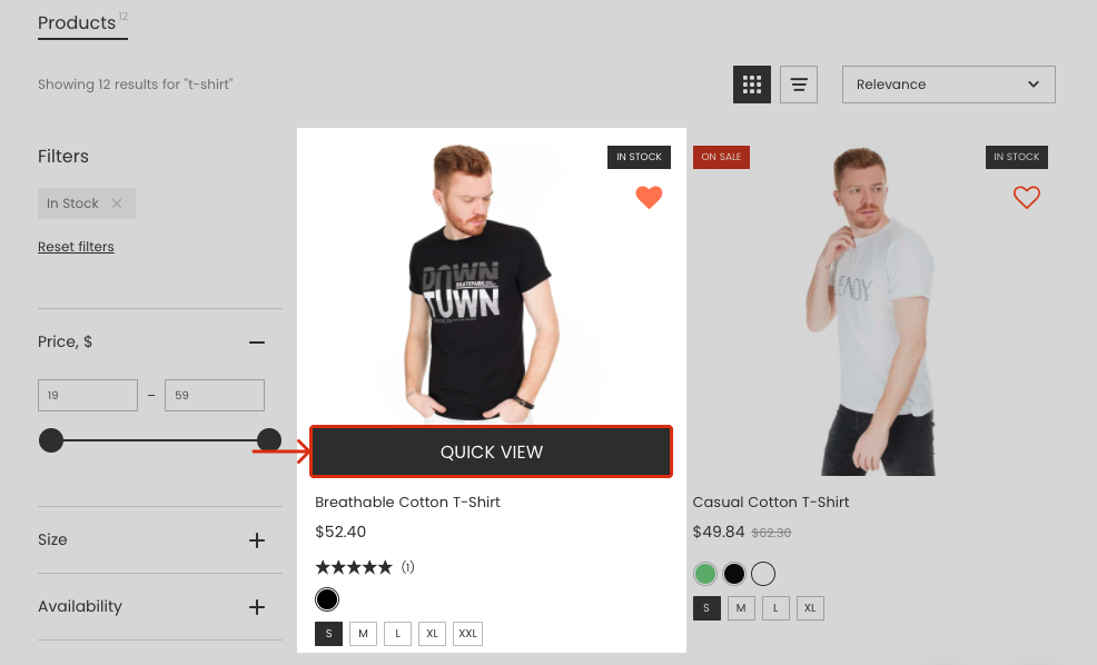 Displaying an action button in Search Results Widget on Shopify