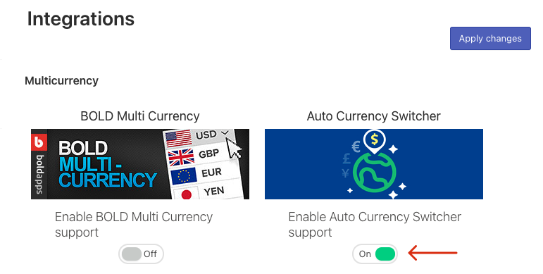 Auto Currency Switcher Integration