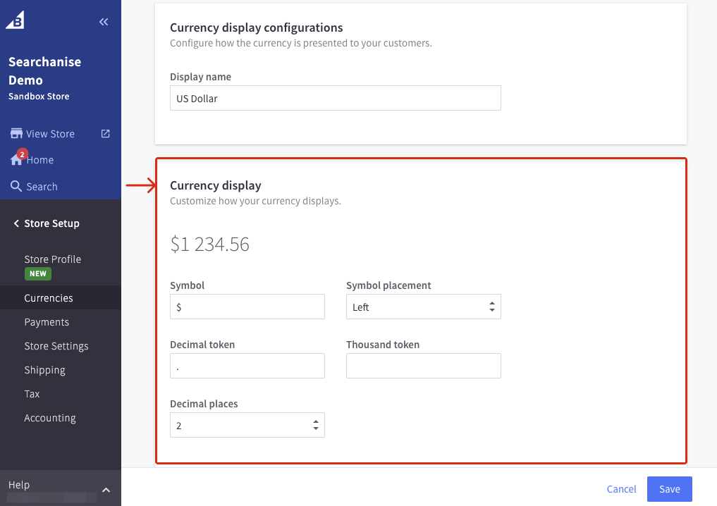 How to change price format in Searchanise widgets on BigCommerce