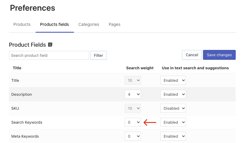Adjusting Product Fields for search on BigCommerce