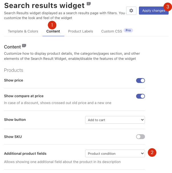 How to show product conditions in Search Results Widget on BigCommerce