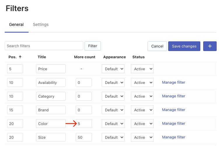 Adjusting Filters on BigCommerce