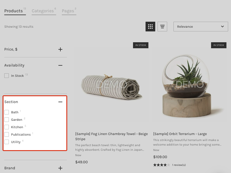 Creating Filters on BigCommerce