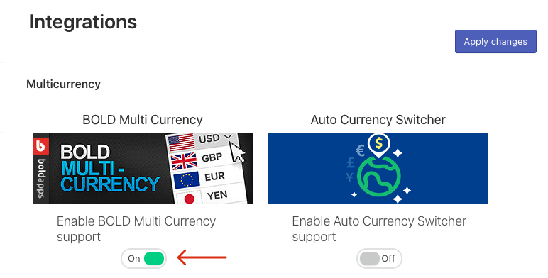 BOLD Multi Currency Integration