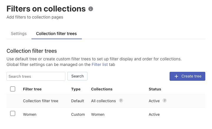 Setting up Filter trees