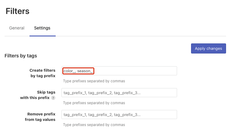Create filters by tag prefix