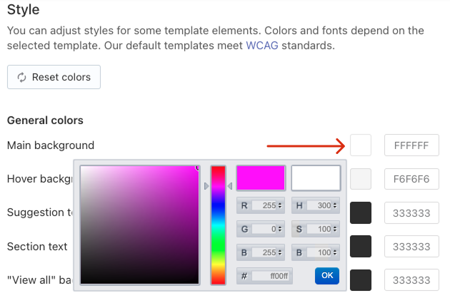 Changing Widgets' Colors on Wix