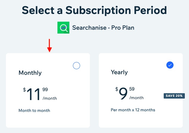 How to purchase Searchanise subscription for Wix