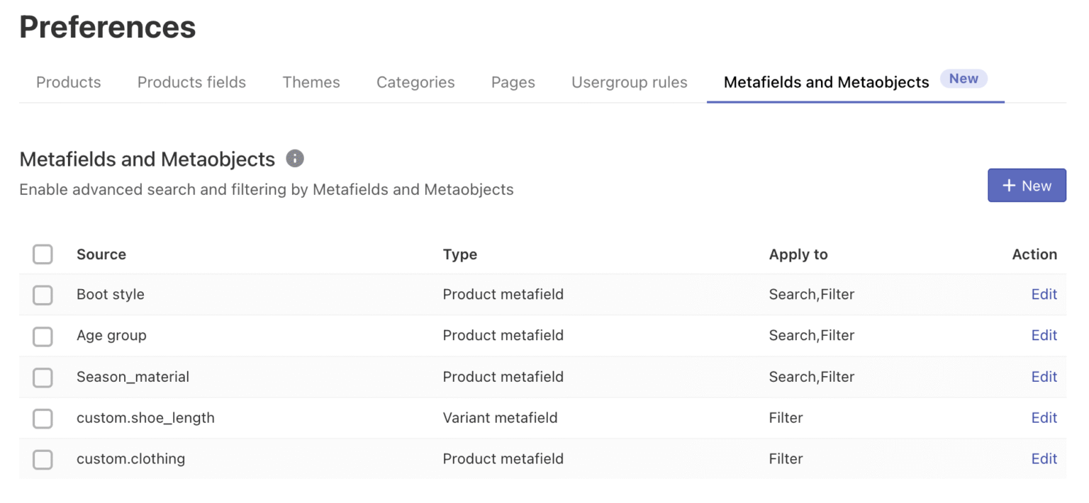 Configuring metafields and metaobjects | Searchanise Documentation