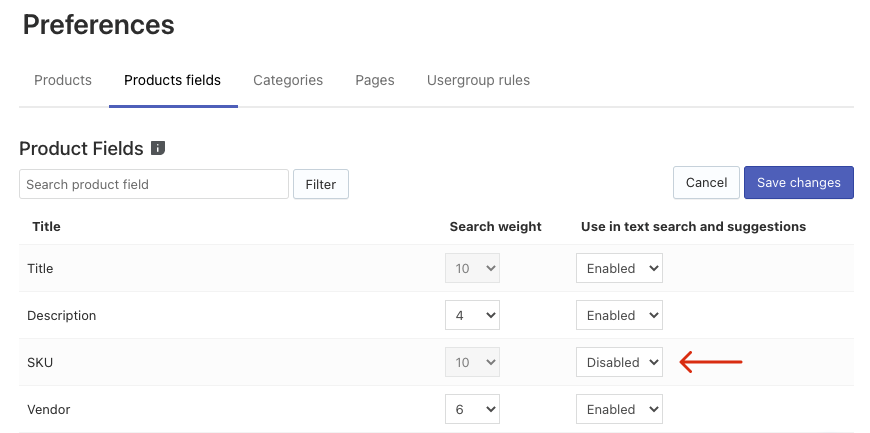Adjusting Product Fields for search on Shopify