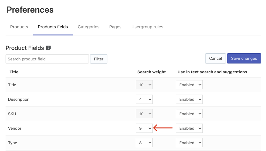 Adjusting Product Fields for search on Shopify