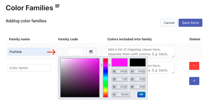 Setting up Color Families on Shopify