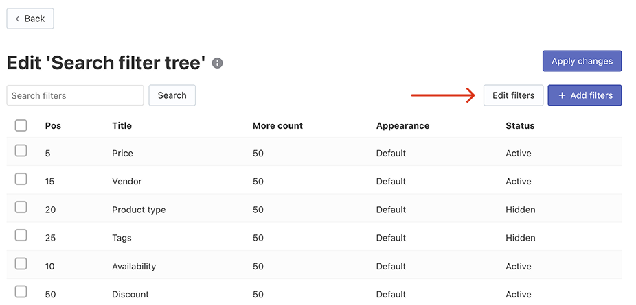 Sorting of Filters on Shopify