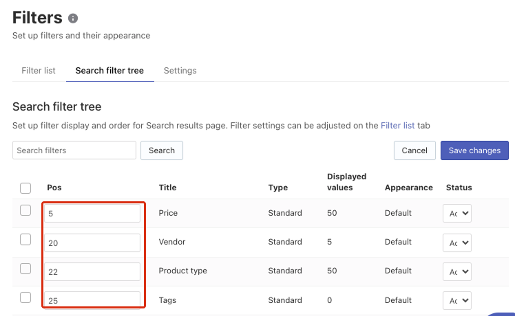 Sorting of Filters on Shopify