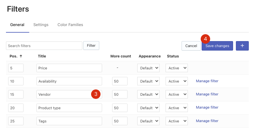 Adjusting Filters on Shopify