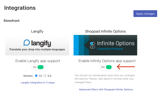 Advanced filters with Shoppad Infinite Options Integration
