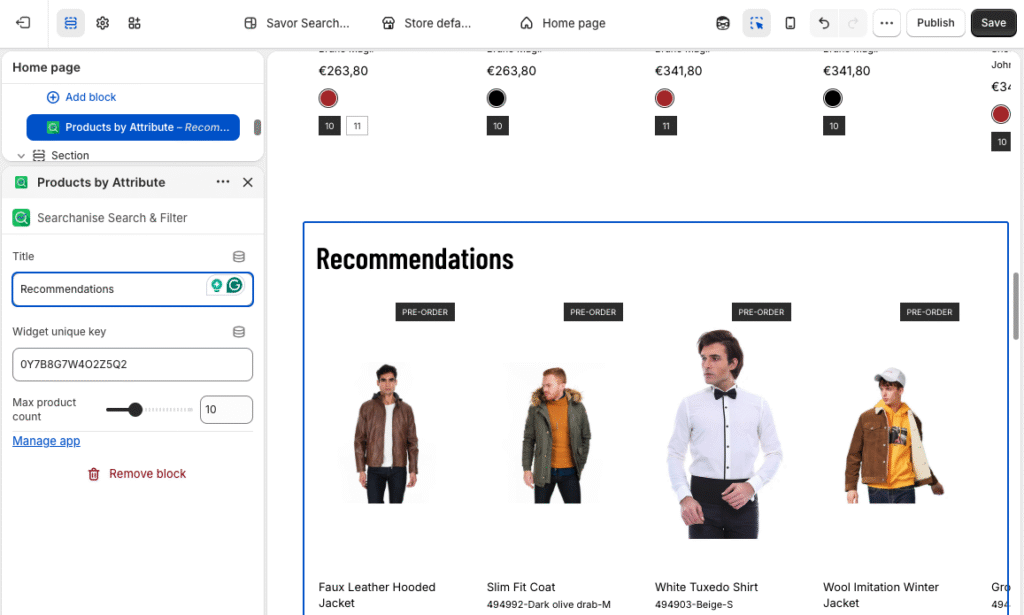 Adding recommendations with theme app blocks