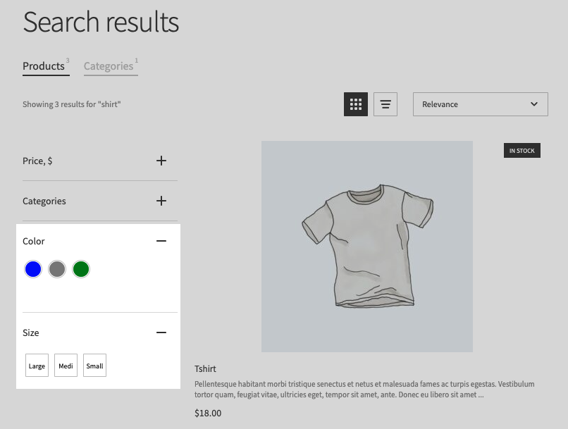 Setting up color and size filters on WooCommerce