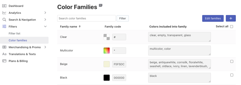 Setting up Color Families on Wix
