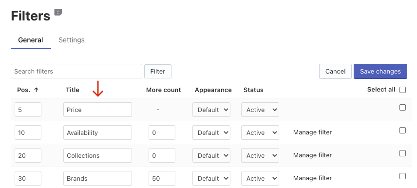 Adjusting Filters on Wix